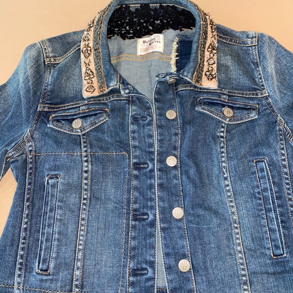 Anthropologie Holding Horses Embellished Beaded Denim Jacket Sz S - Picture 5 of 14